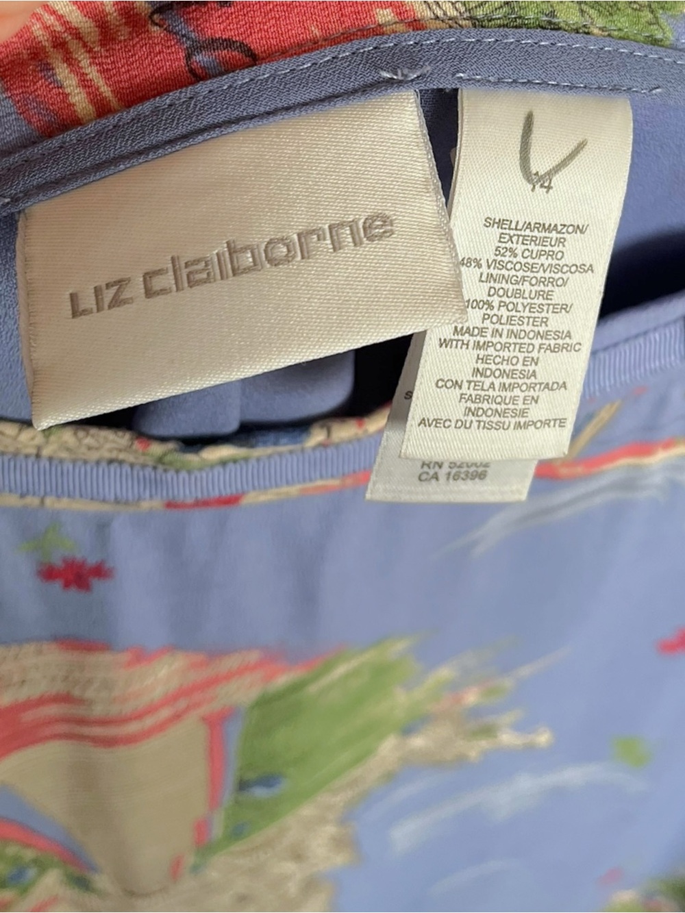 Liz Claiborne Paris France Novelty Print Midi Skirt Size 14 Blue - Picture 6 of 8